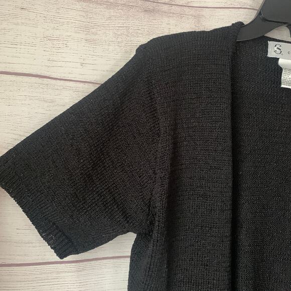 Studio Collection Black Cardigan Sweater Button Up Front Short Sleeve Size M - Picture 6 of 16